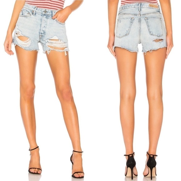 GRLFRND Helena Ripped Denim Shorts Acetone - Picture 1 of 9